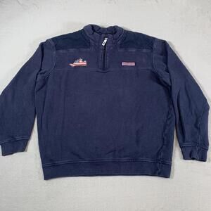 Vineyard Vines Sweater Mens‎ Small Blue 1/4 Zip Pullover Preppy Casual USA Flag